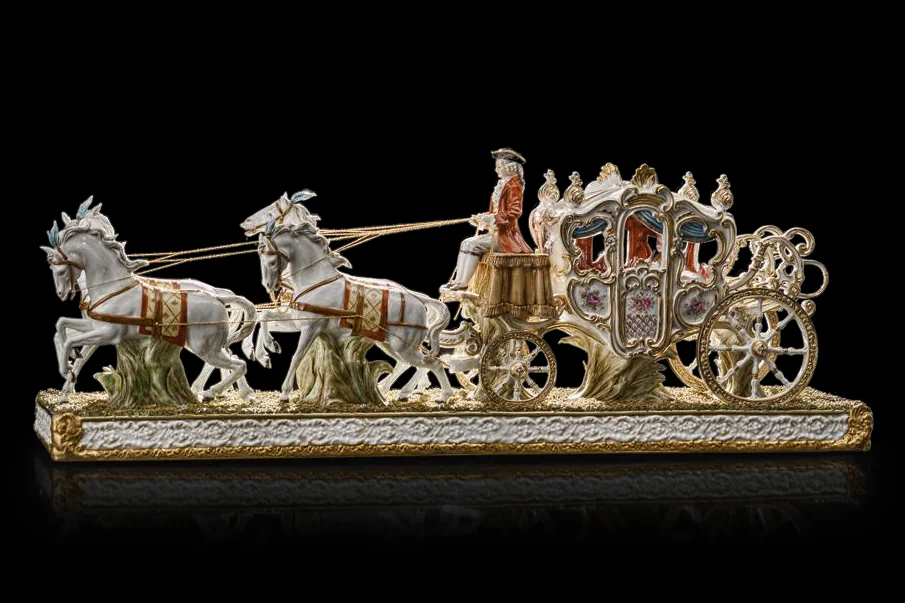 Classic Accessories catalogue: porcelain carriage drawn by two white horses